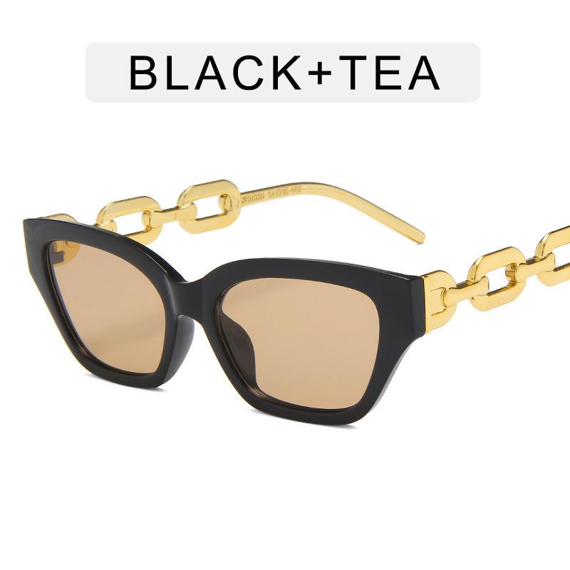 

Latest Small Frame Cat Eye Sunglasses for Women Fashion Luxurious Retro Punk Sun Eyeglasses Female Classic Vintage Hip Hop Chain Design Oculos De Sol only 1pcs sunglasses