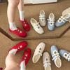 Soft Leather Version~ Velcro Casual Mary Jane Women's Shoes Versatile French Ballet Style Single Shoes Round Head Sports Flats