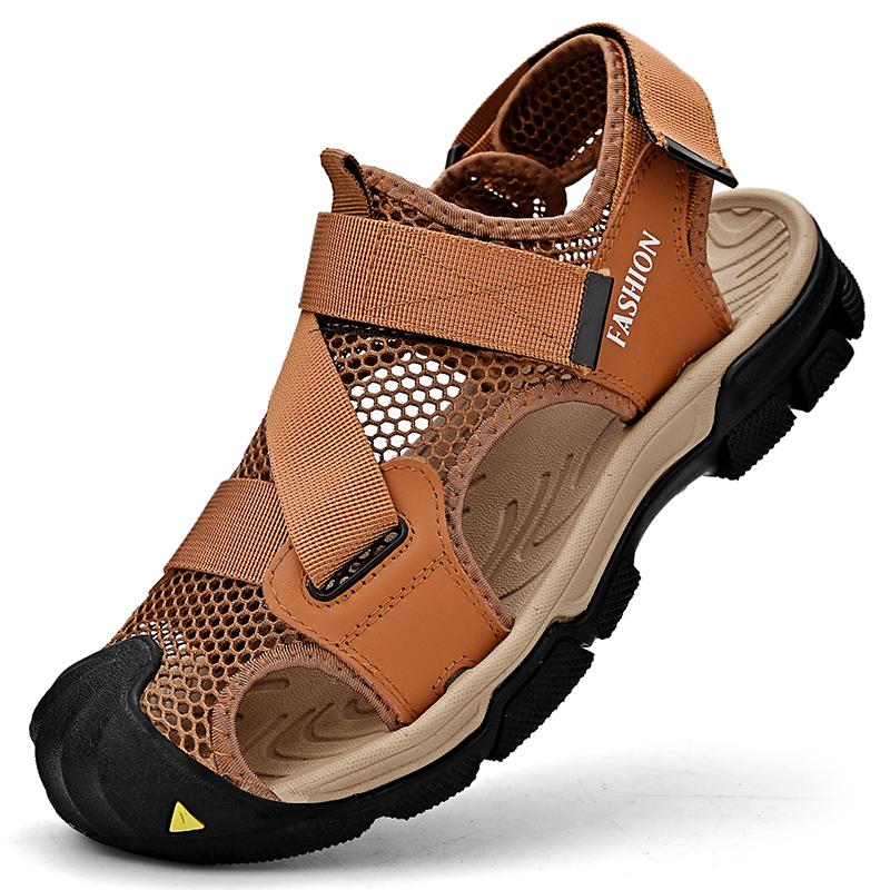 Fashion 2024 Summer New Mens Sandals Mesh Deck Lightweight Beach Sandals Fisherman Shoes for Men Outdoor Wading Quick Drying Mesh Shoes
