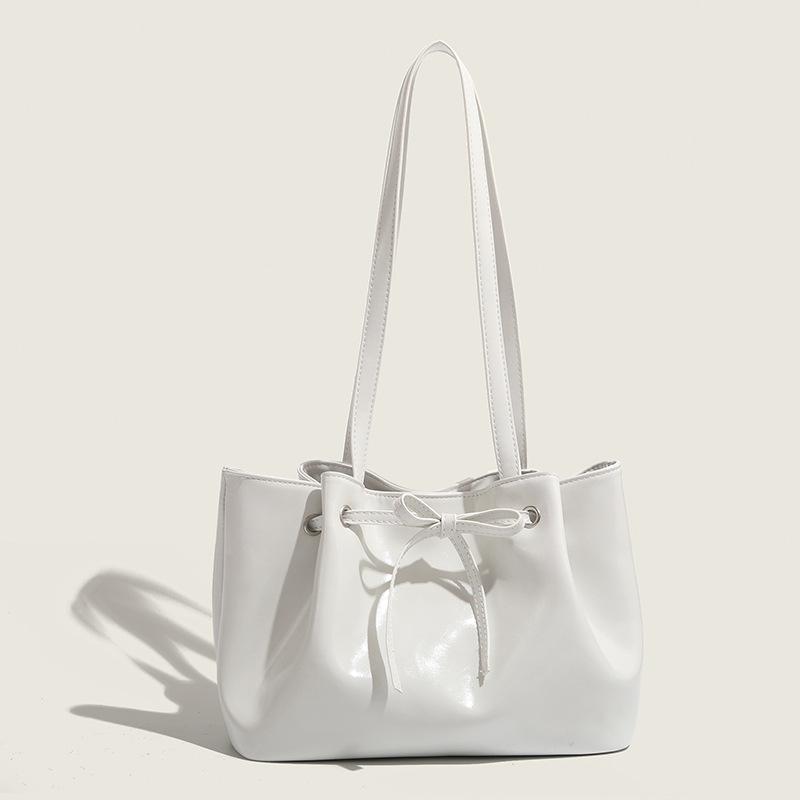 Niche Dumpling Bag for Women In Summer Bow Drawstring Bucket Bag Fashionable and Versatile Hand-Laundry Single Shoulder Underarm Bag