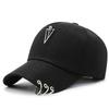 New personalized baseball cap hanging iron ring chain cap spring and autumn black cap blue popular hat