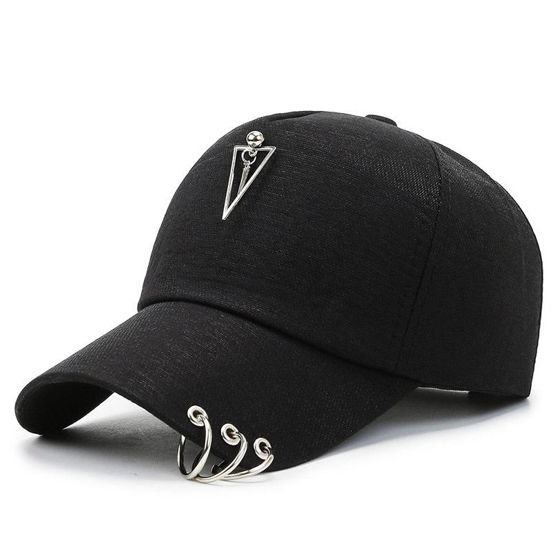 New personalized baseball cap hanging iron ring chain cap spring and autumn black cap blue popular hat
