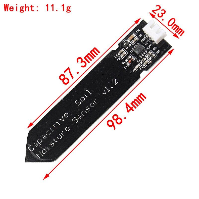 Modulul senzorului capacitiv de umiditate a solului nu este ușor de corodat. Sârmă de tensiune largă 3,3 ~ 5,5 V Rezistent la coroziune cu gravitație pentru Arduino
