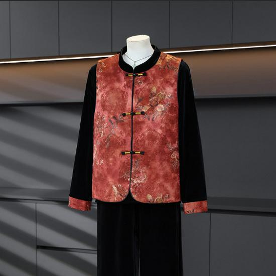 2026 New Chinese Style Velvet Vest Three-Piece Set: Stylish, Slimming, Age-Reducing with Frog Button Embroidery. 5XL