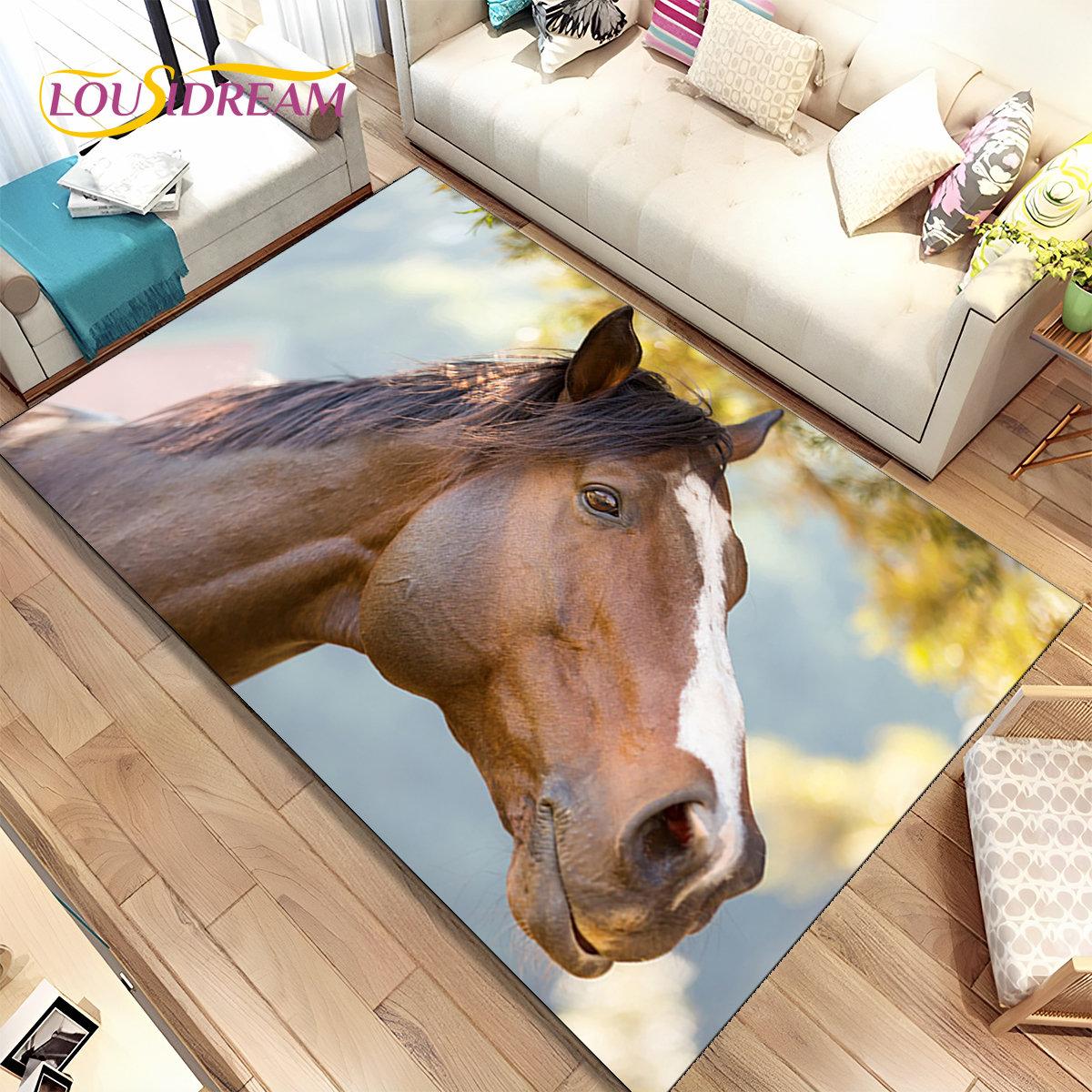 

3D Animal Pentium Fine Horse Area Килимок Великий, килимок для вітальні, спальні, дивана, килимок, дитячий нековзний килимок 40x60cm(15x23in)