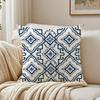 Blue Geometric Print Pillow Case Breathable Organic Short Plush Cushion Covers Machine Washable Wrinkle-Resistant Soft Durable