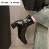 Damen Stiefeletten Mode Eckige Zehenpartie Reißverschlüsse hinten Schuhe Vintage Eckige Absätze Herbst Winter Damen Kurze Stiefeletten