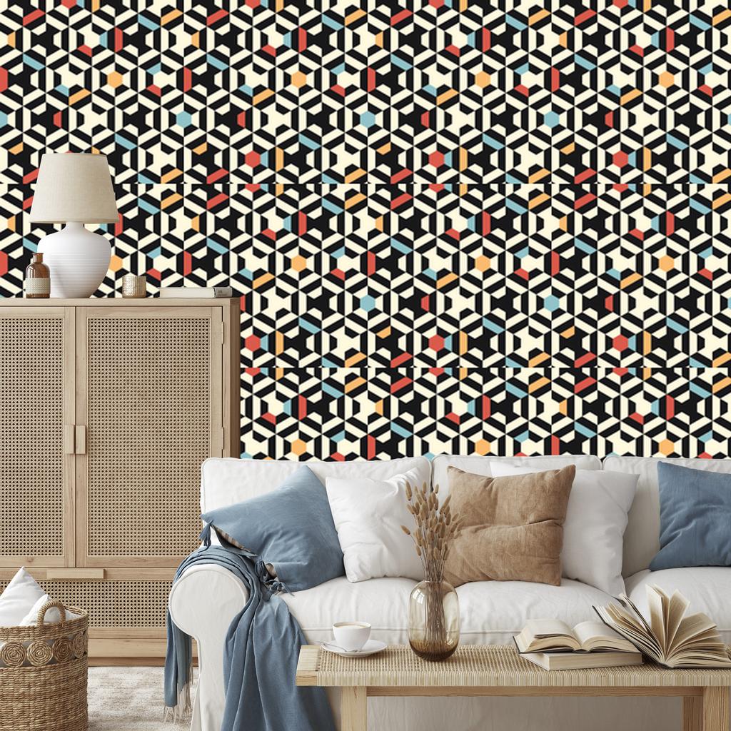 Geometric Abstract Pattern Wallpaper for Living Room and Bedroom 50x1000