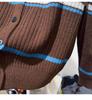 Plus-Size Women's High-Neck Striped Knit Cardigan Sweater for Autumn/Winter, Loose Fit, Wear as Inner or Outer Layer