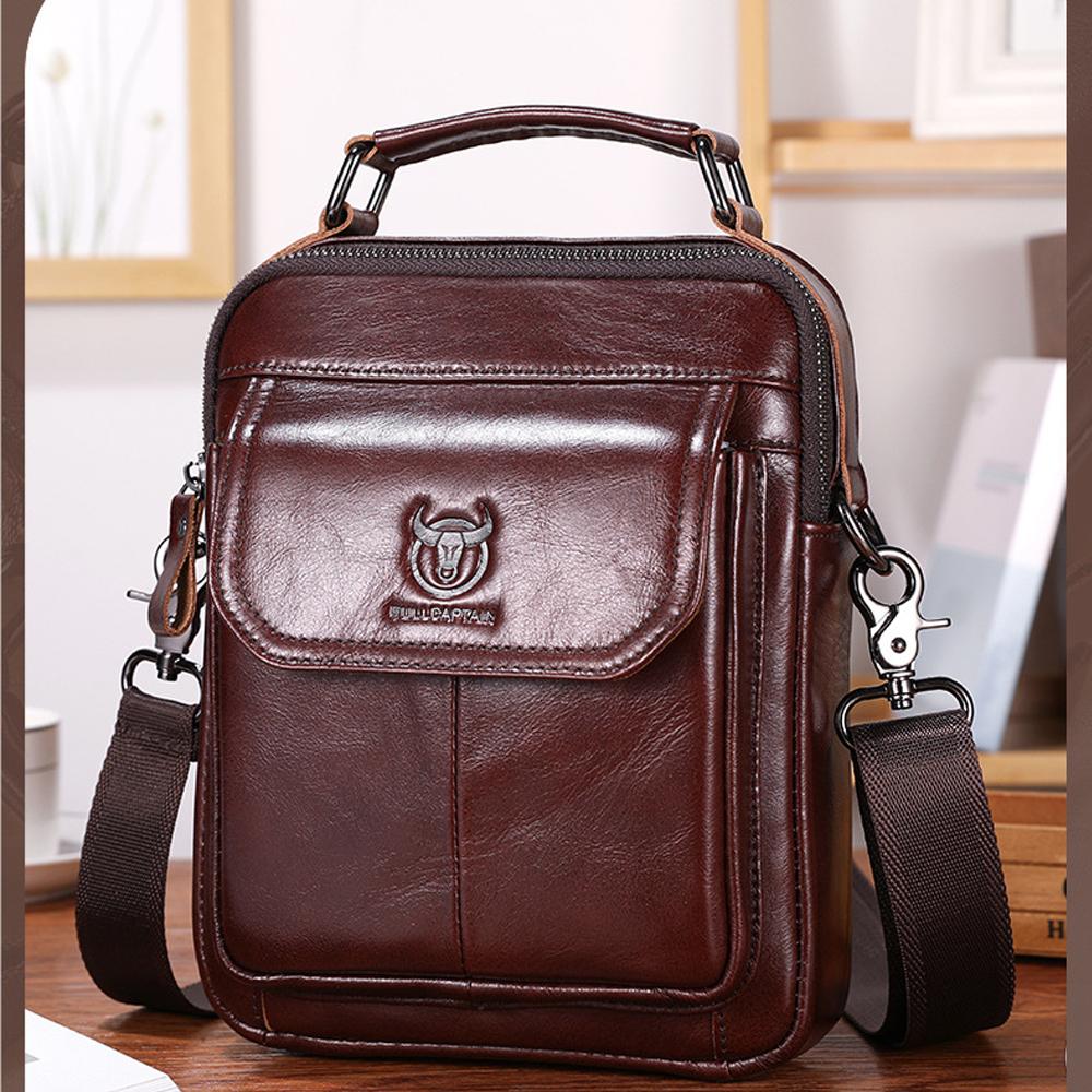 Men"s Sling Bag Genuine Leather Shoulder Bag Retro Cross Body Bag Vintage Messenger Bags