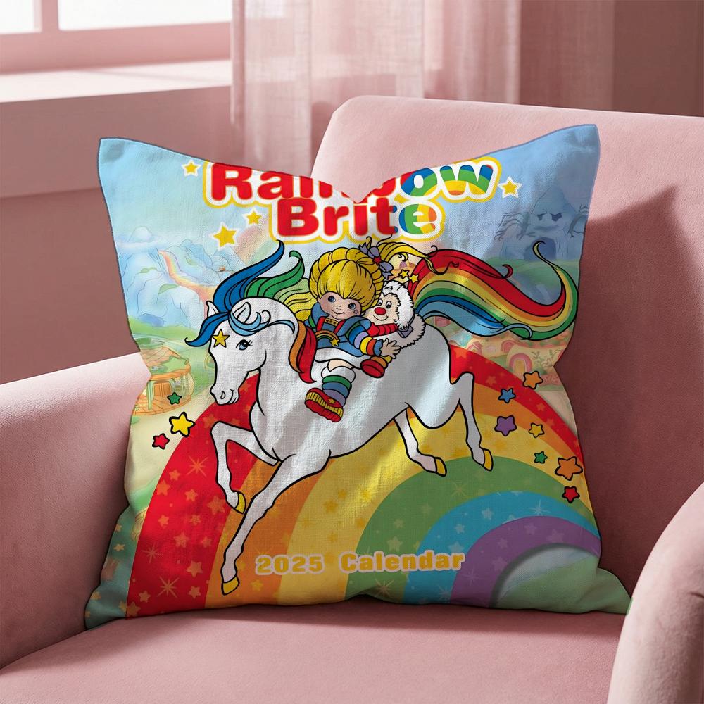 R-Rainbows Cute Brite Cushion Cover Multi-Scene Pillow Cover for Home & Car - Reversible, Soft & Durable for Daily Use