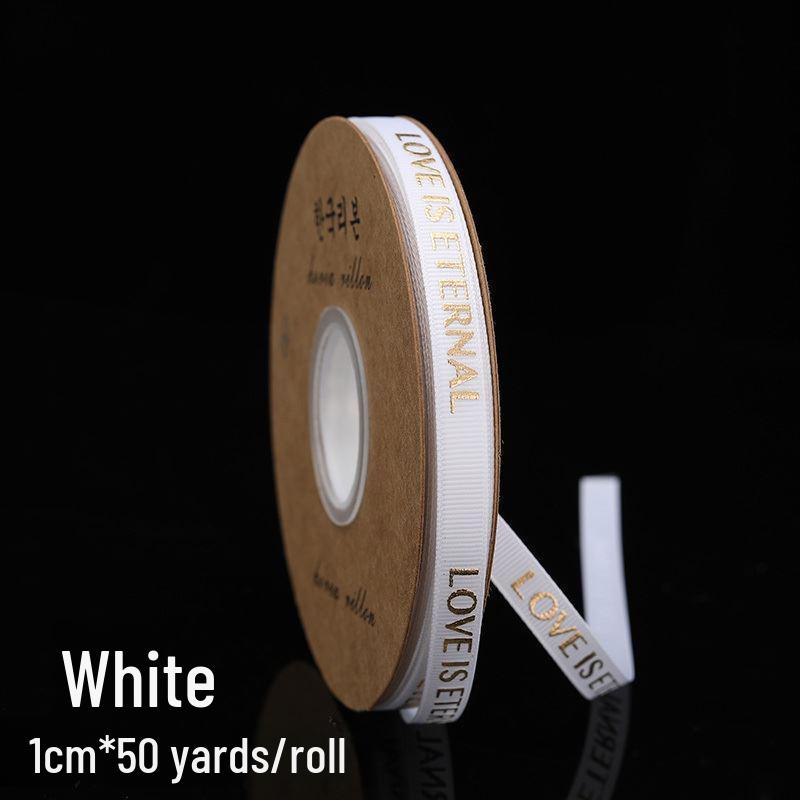 Gold-stamped Polyester Gift Ribbon Bow for Cakes & Floral Packaging