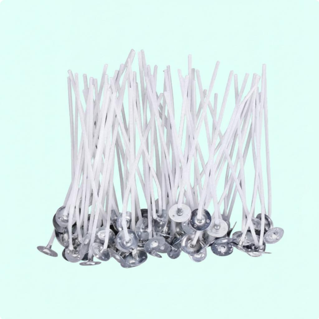 50 Pieces Cotton Candle Wicks Clean Flame Pre-Tabbed Wicks Cotton Candle Wick Smokeless Easy To Use for Beginners