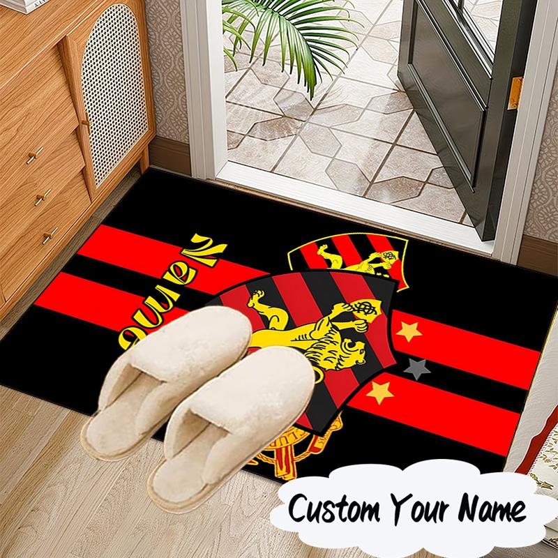 Custom Name Recife Lion Crest Emblem Rug for Living Room, Game Rooms, Office, Bedroom, Floor Mat Playful Design, Fan Gifts Christmas Decor