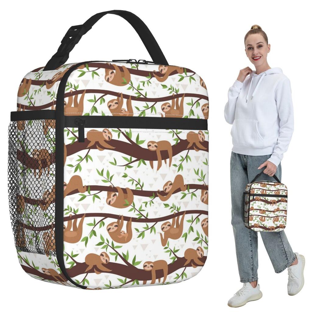 Süßes Faultier am Ast Isolierte Lunchtasche für Kinder Schul-Kühlbox Thermische Lebensmittelbox Tragetasche Auslaufsicherer Lunchbox-Behälter
