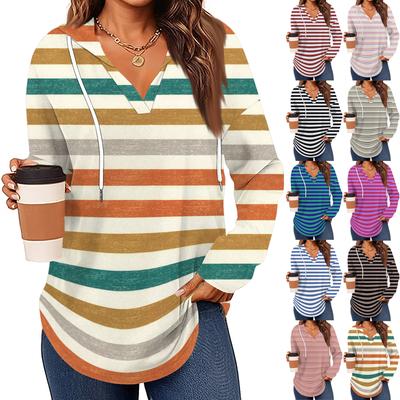 Damenmode Kapuzenpullover V-Ausschnitt Langarm Geblümter Kordelzug Lässig Locker Pullover Tops