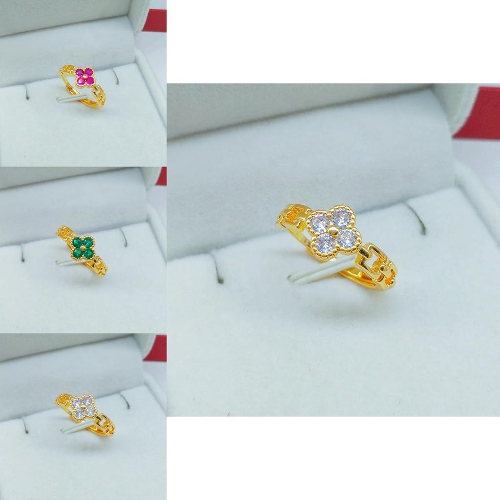 Modern Minimalist Clover Open Ring In Brass Gold Finish Perfect Accessory For Women