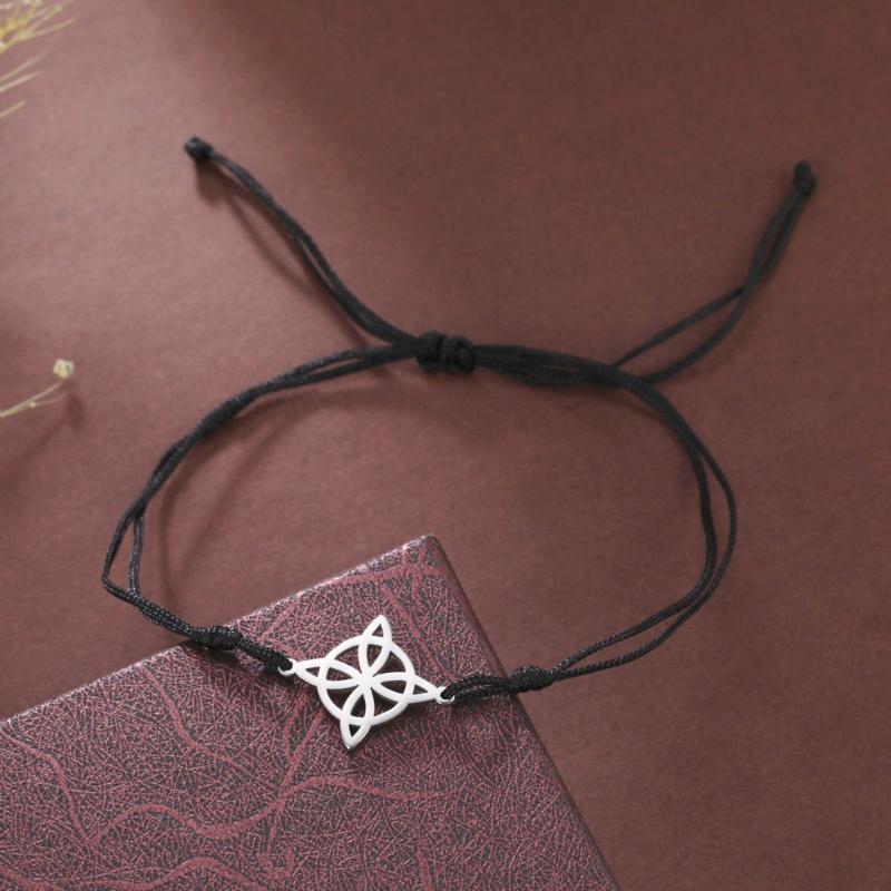 Pulsera de cordón rojo con dije de nudo de bruja, pulsera de amuleto de nudo de bruja de acero de titanio para mujeres y hombres, regalo de joyería de bruja Vintage