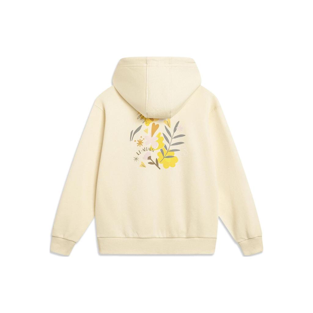 Li Ning X Perrine Honoré Collaboration Sports Trend Series Graphic Hoodie Women hoodies Cream-Yellow AWDT448-3