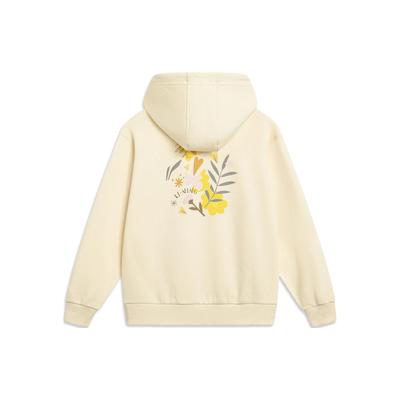 Li Ning X Perrine Honoré Collaboration Sports Trend Series Graphic Hoodie Women Hoodies Cream-Yellow AWDT448-3