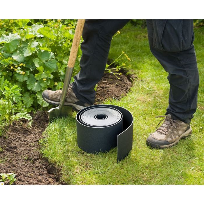 Garden Edging In Black PE - Nature - Garden Edging - 7.5cm X 10m - Thickness 3mm