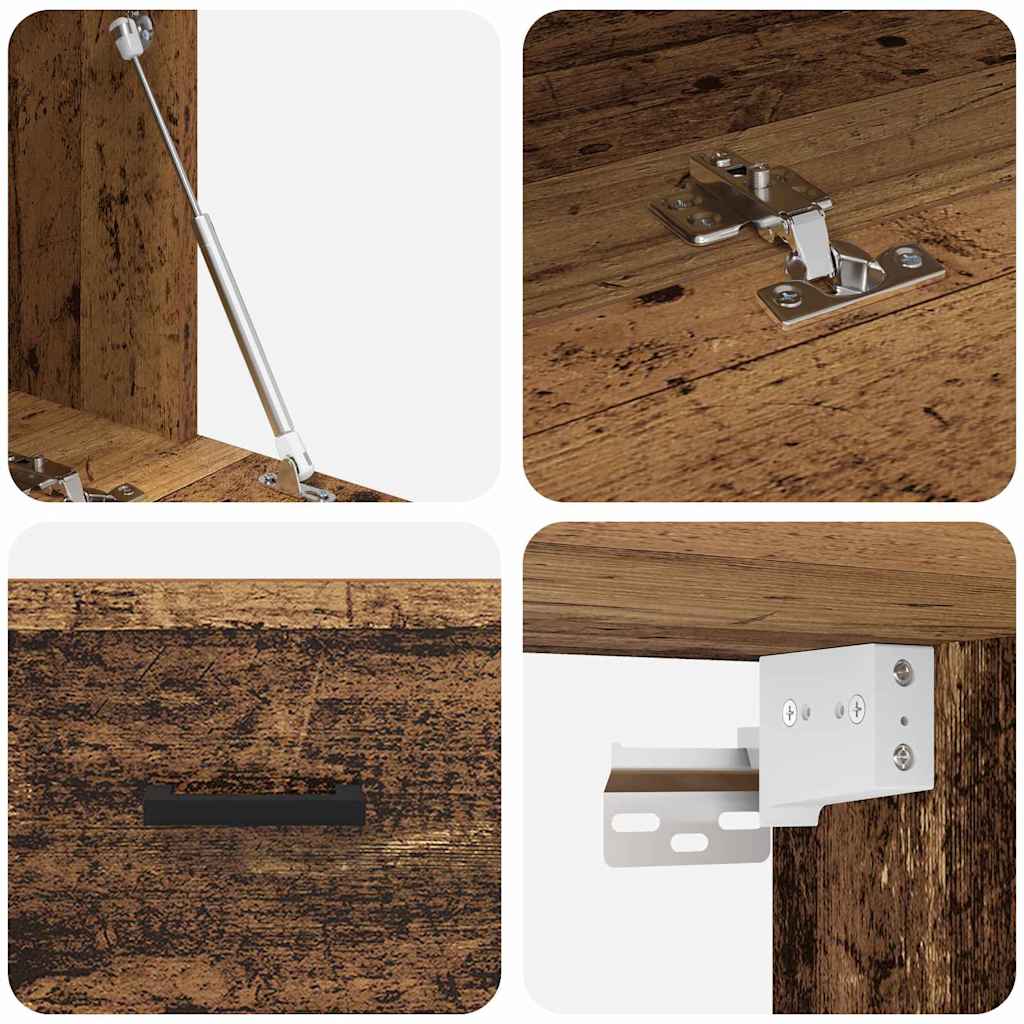 Wall Mounted Cabinet In Reclaimed Wood Look 60 X 36.5 X 35 Cm Particleboard