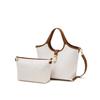 [CLA] Ivory Cowhide Color Block Canvas Tote Bag M DCBA6E192IV