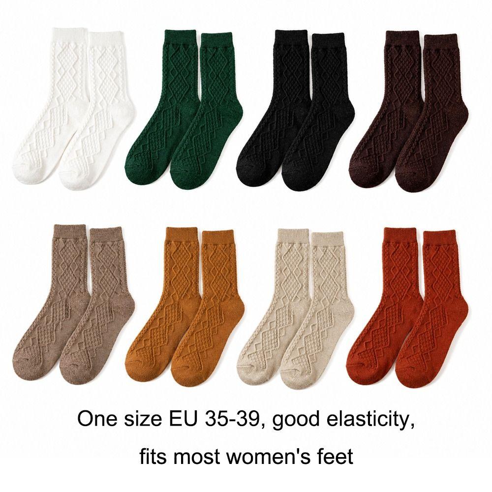 Solid Color Cashmere Wool Socks Japanese Style Winter Warm Socks Retro Vintage Socks Winter Season