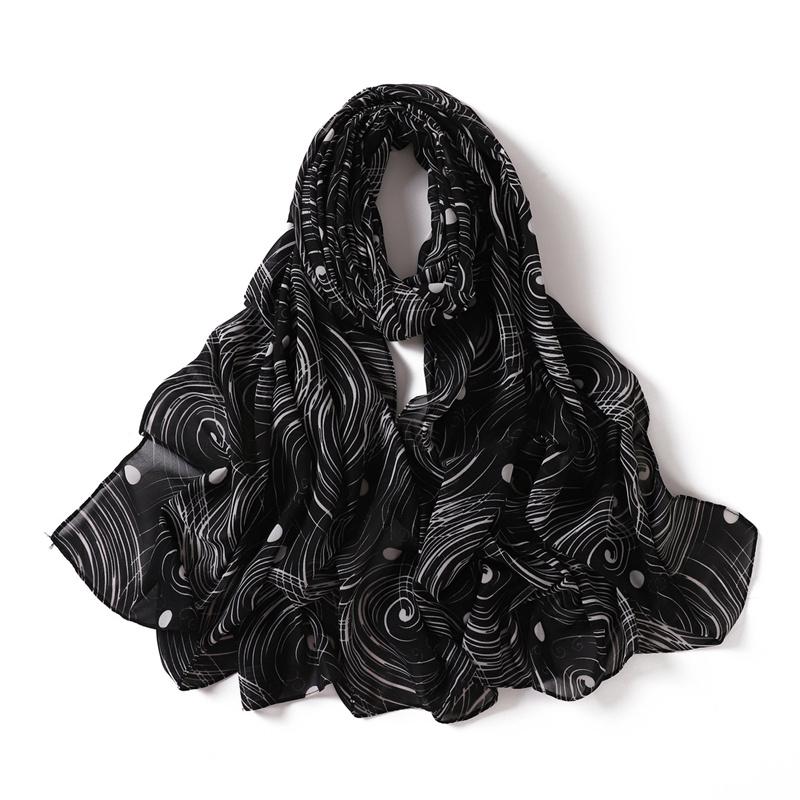 70*175cm Women Striped Floral Chiffon Hijab Fashion Scarf Lady Wraps Shawls Muslim Headband Islamic Scarves
