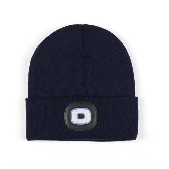 Women Men Illuminated Hat USB Charging LED Beanie Hat Headlamp Knitting Hat Unisex Winter Knit Beanie with 4 LEDs Light