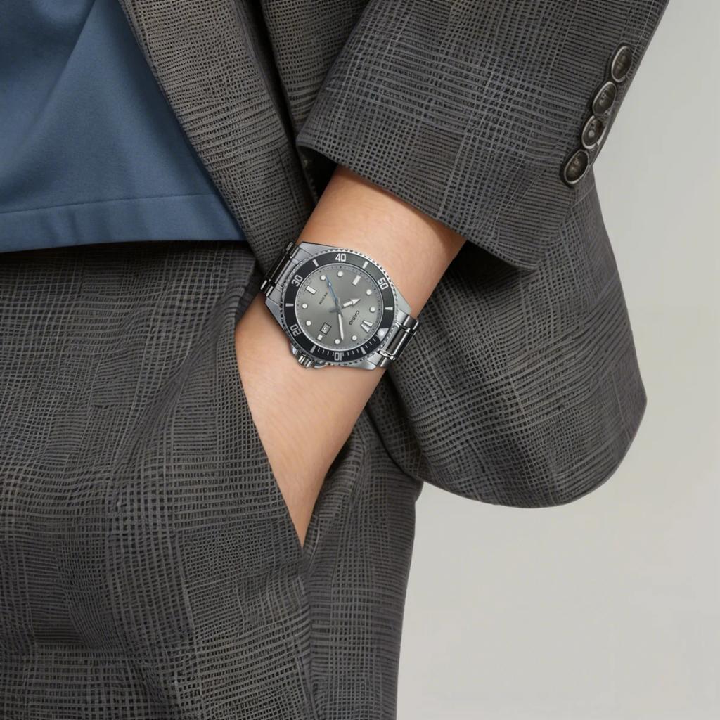 Casio Quartz Movement Stainless Steel Strap Watch Unisex Gray Dial MDV-107D-8AV