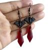 Gothic Style Bat Waterdrop Crystal Earrings For Women With Handcrafted Alloy Design