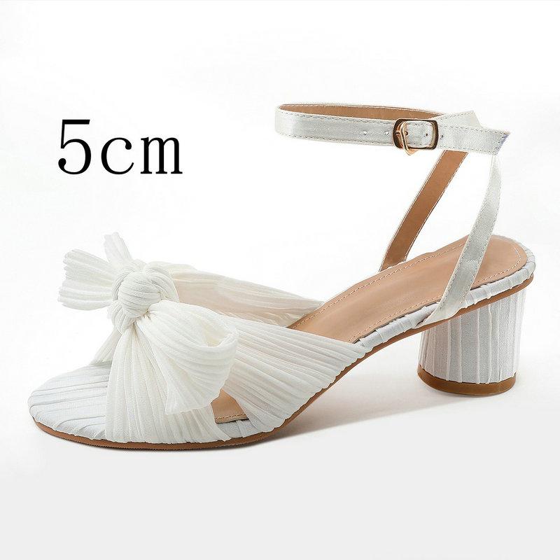 Fashion Satin Bow Thick With A Line Buckle Sandals 2025 New Gentle Wind French Fairy All Match Fashion Sandals
