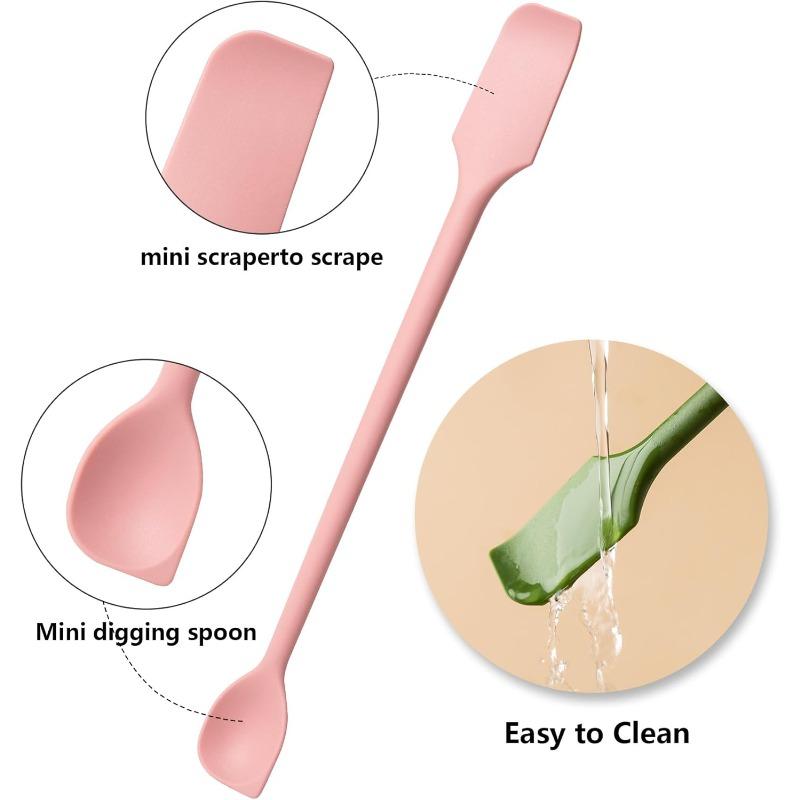 Mini Silicone Spatulas, Multifunctional Small Scrapers for Kitchen, Cosmetics & Jars, Reusable Stirrer for Jam, Lotion, Narrow & Thin Bottles,Colorful