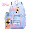 2Pcs/set New Anime Kpop Printed Backpack with 750Ml Water Bottler Large Capacity Travel Bag for Teenager Girl Boy Bookbag Kid Gift Large Capacity Bag