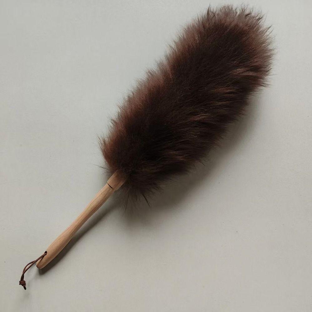 Washable Wool Duster Soft Brush Long Handle Multipurpose Cleaning Tools Lightweight Wooden Handle Wool Dust Collector
