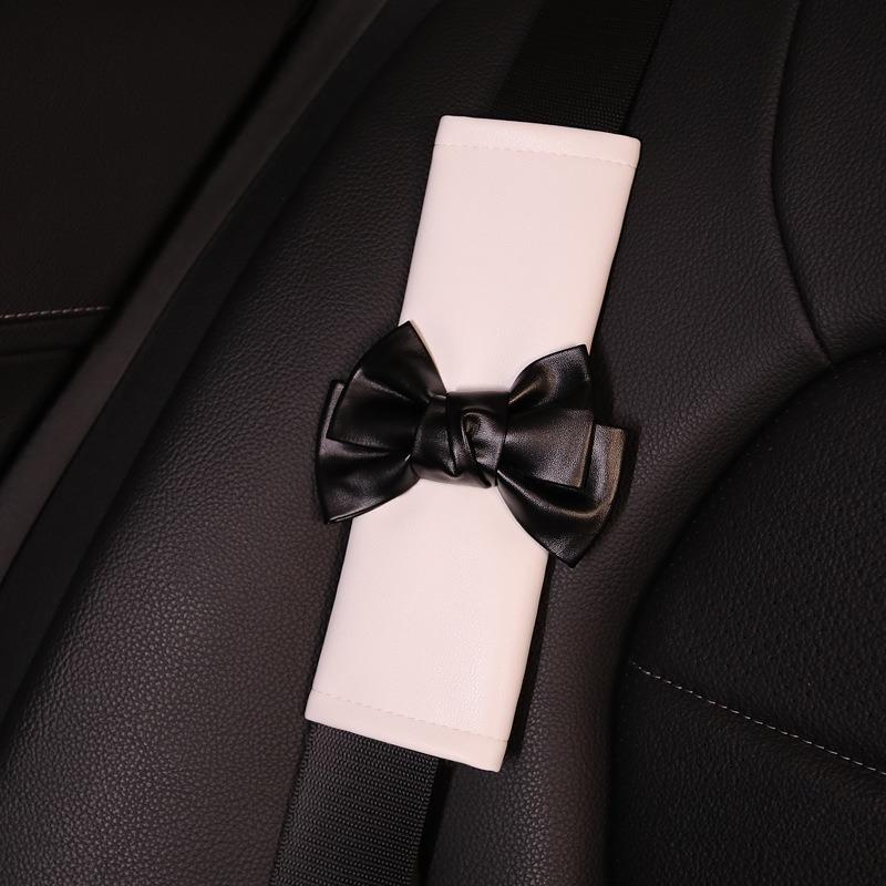 Bow Tie Car Seat Belt Cover Personalized Leather Style Four Seasons Shoulder Protector Women's Car Seat Belt Cover Fashion