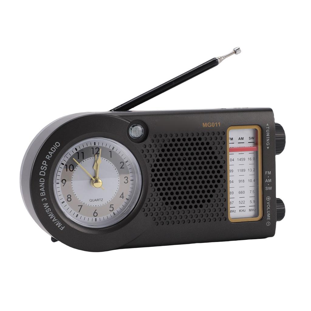 Portable Radio Rechargeable Battery Operated FM AM SW Multi Band Radio with Clock 3W Speaker for Music News Traffic Updates