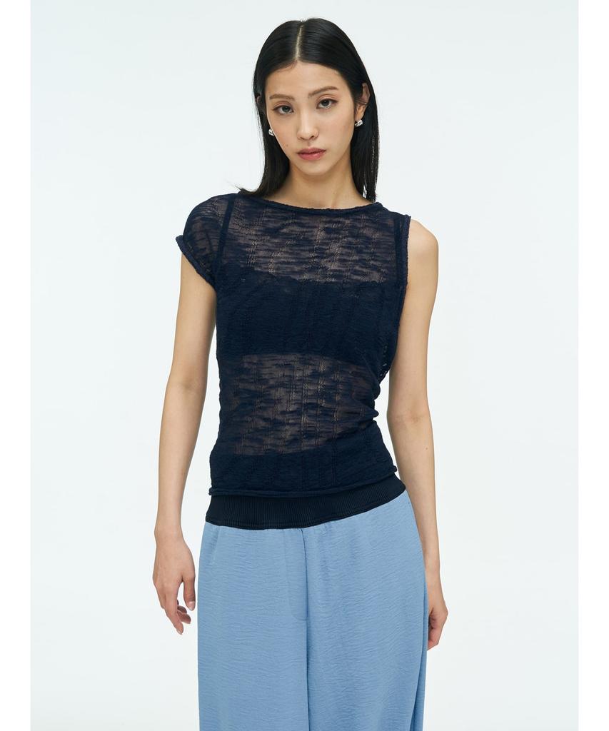 Anggae Wave Knit Top Navy