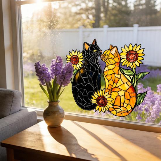 Spring Window Cling Stained Glass Floral Birds Butterflies Decorative Sticker Reusable Static Glass Decal