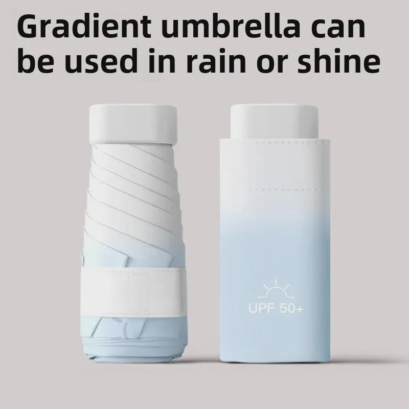 Compact 50% Folding Women's Sun and Rain Umbrella - Anti-UV, Gradient Mini Sunshade