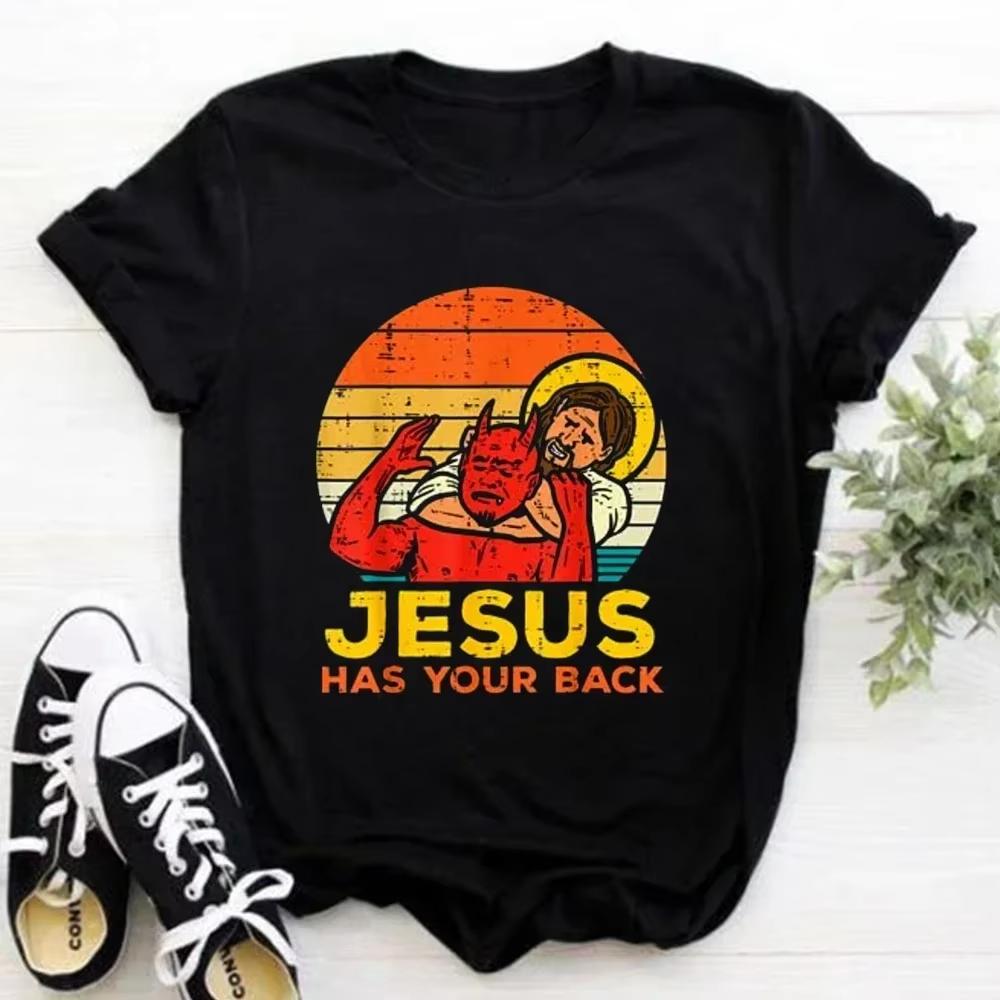 Best Selling Fashion Summer Jesus Has Your Back Jiu Jitsu Retro Christian Unisex Unisex T Shirts Cotton T Shirt Street Unisex Tshirt