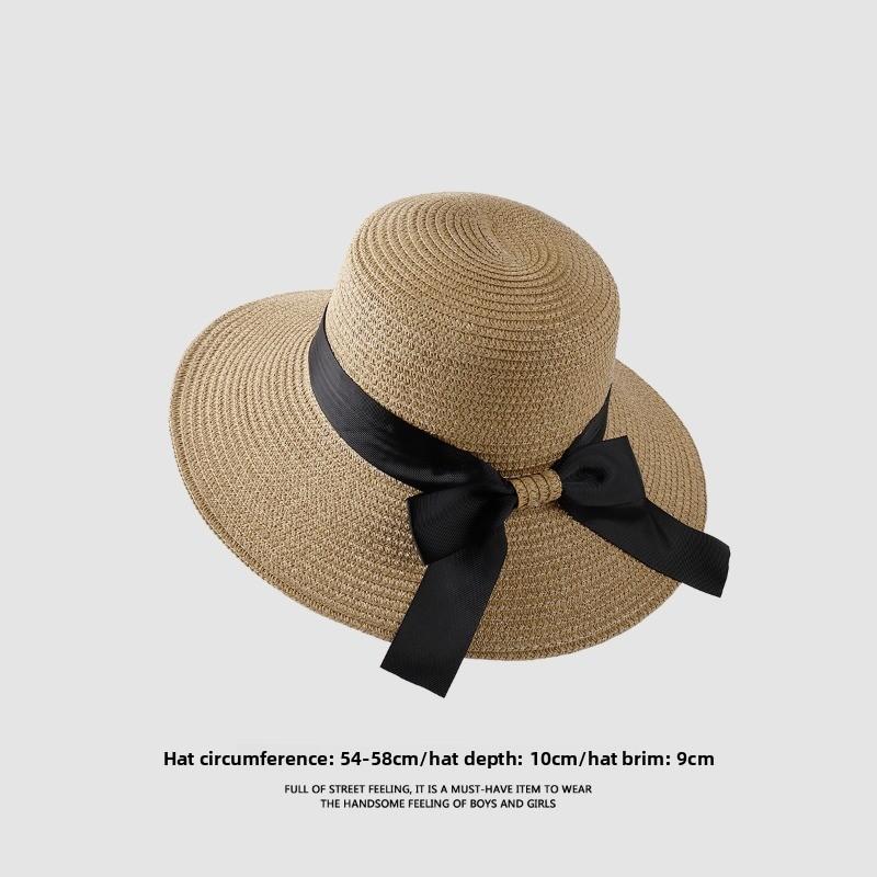 Straw Hat Women's Summer Beach Hat Sun Protection UV Protection Sun Hat Large Brim Straw Visor