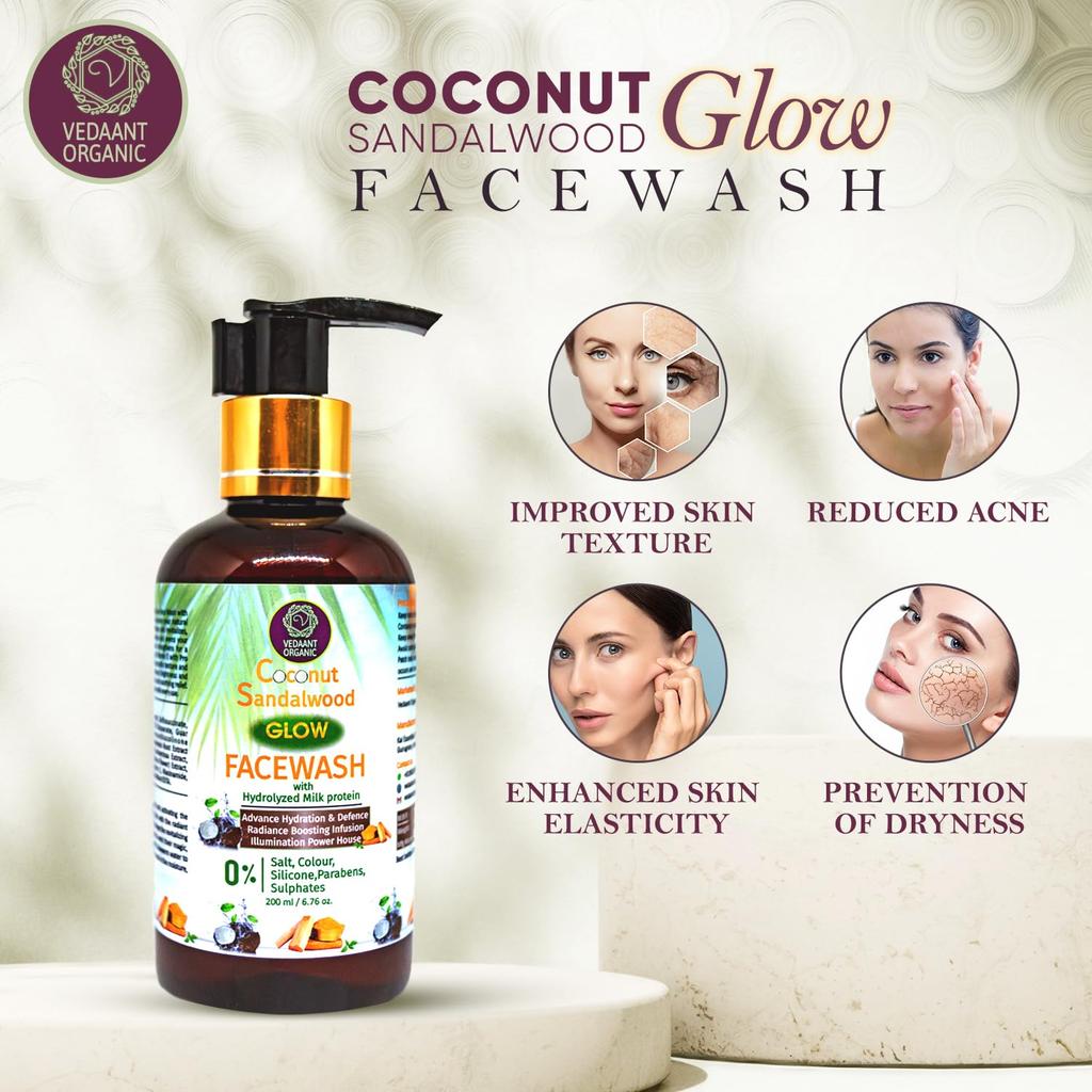 Coconut Sandalwood Glow Face Wash for All Skin Types |200 ml-Pack of 1