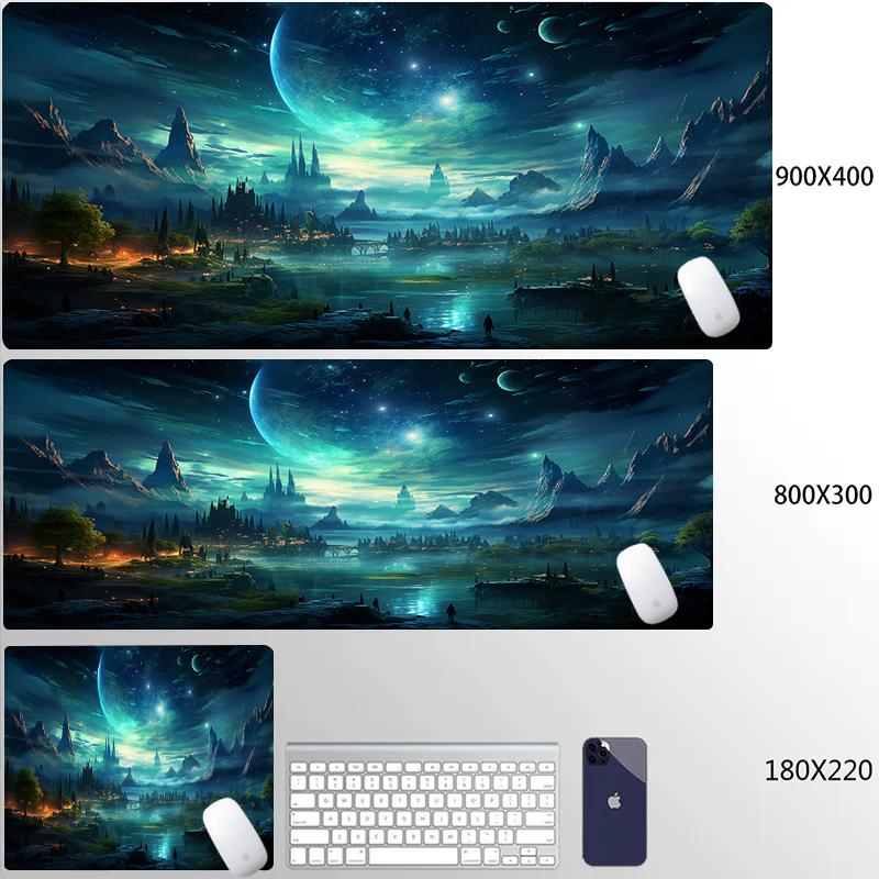 Scenery Sky Mouse Pad Anti-Slip Rubber Gaming Blue Carpet Large Natural Rubber Desk Mat Thick Seam Edge for Office