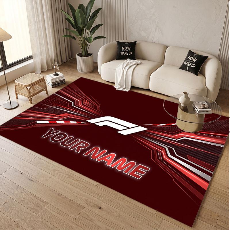 Custom Rug F1 Pattern Print Name Text Soft Non‑Slip Floor Carpet for Home Indoor Decoration