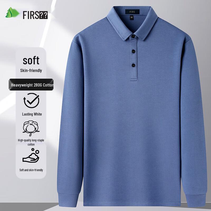 Men's Cotton Blend Long Sleeve Polo T-Shirt