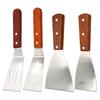 4Pcs Stainless Steel Frying Shovel Set with Wooden Handle Heavy Duty Grill Scrapers Flat Top Grill Accessories for BBQ And Camping