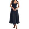 Spring New, Fashionable and Elegant Solid Color Splicing Sleeveless Suspender Dress