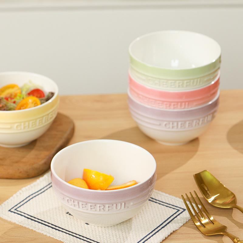 Bowl Style High Value Color Glaze Simple Style Household Ceramics Gradual Change Mocha Bowl Dessert Bowl Rice Bowl